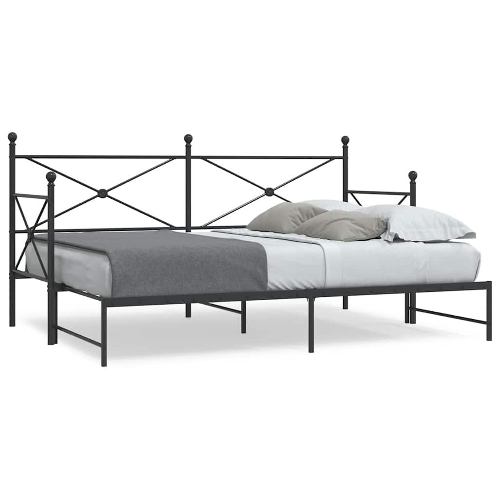 Daybed Med Udtræk Uden Madras 90x190 Cm Stål Sort