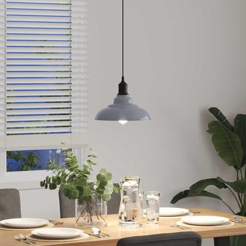 Pendellampe højdejusterbar E27 Ø 31 cm metal glans grå