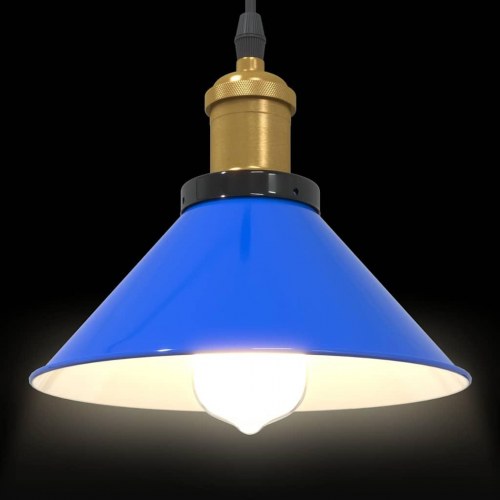 Pendellampe højdejusterbar E27 Ø 22 cm metal glans mørkeblå
