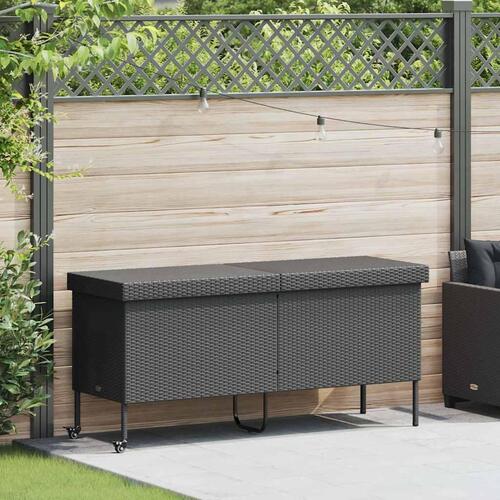 Opbevaringsboks med hjul 160x55x75 cm polyrattan sort