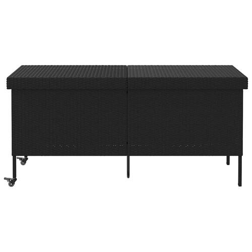 Opbevaringsboks med hjul 160x55x75 cm polyrattan sort