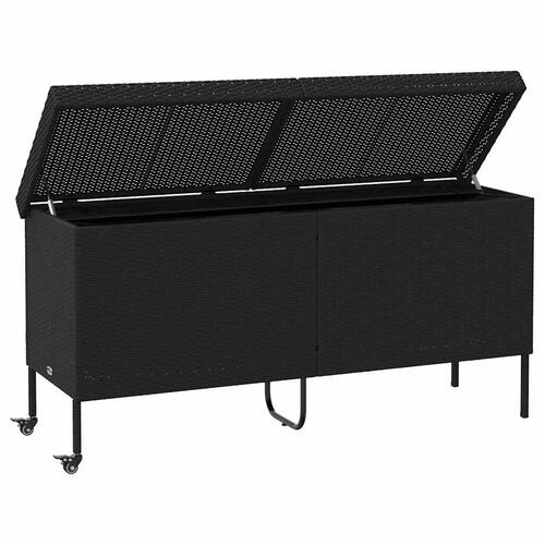Opbevaringsboks med hjul 160x55x75 cm polyrattan sort