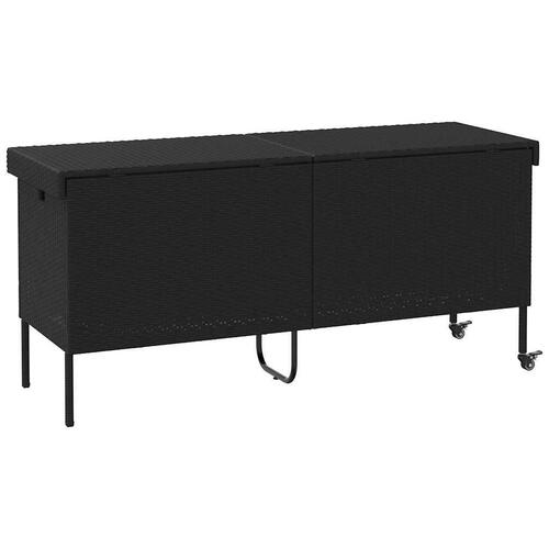 Opbevaringsboks med hjul 160x55x75 cm polyrattan sort