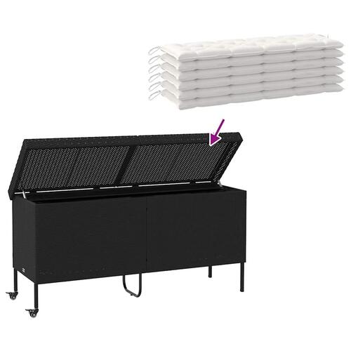 Opbevaringsboks med hjul 160x55x75 cm polyrattan sort