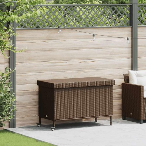 Opbevaringsboks med hjul 110×55×73 cm - polyrattan, brun