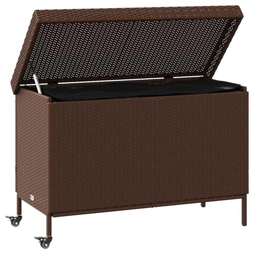 Opbevaringsboks med hjul 110×55×73 cm - polyrattan, brun