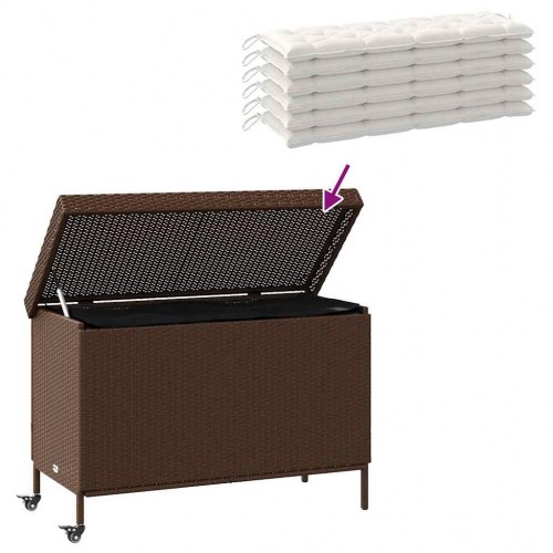 Opbevaringsboks med hjul 110×55×73 cm - polyrattan, brun