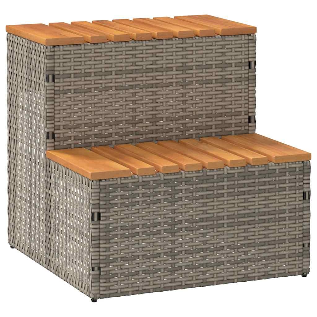 Spakant 50x50x50 Polyrattan Massivt Akacietræ Grå
