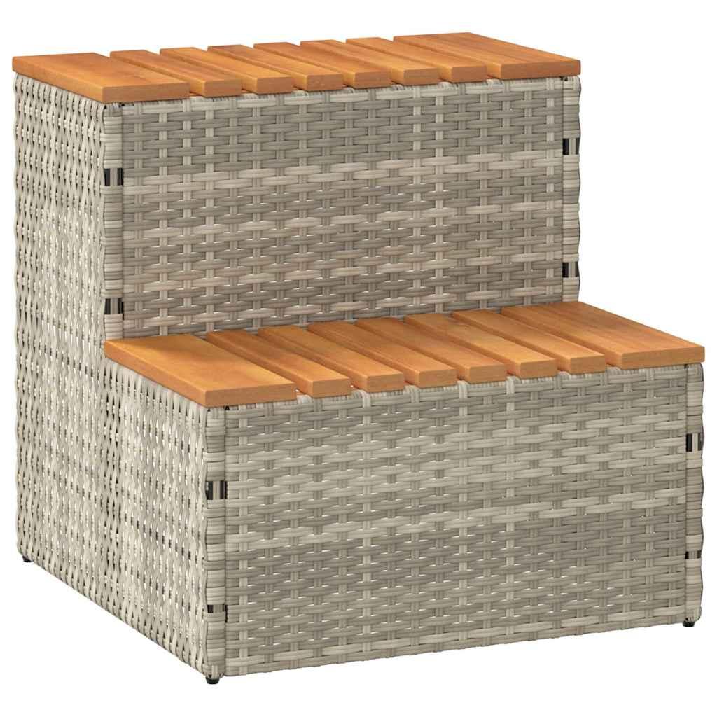 Spakant 50x50x50 Polyrattan Massivt Akacietræ Lysegrå