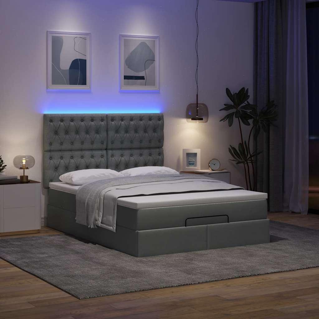 Osmannisk sengeramme med madras 140x200 cm stof mørkegrå