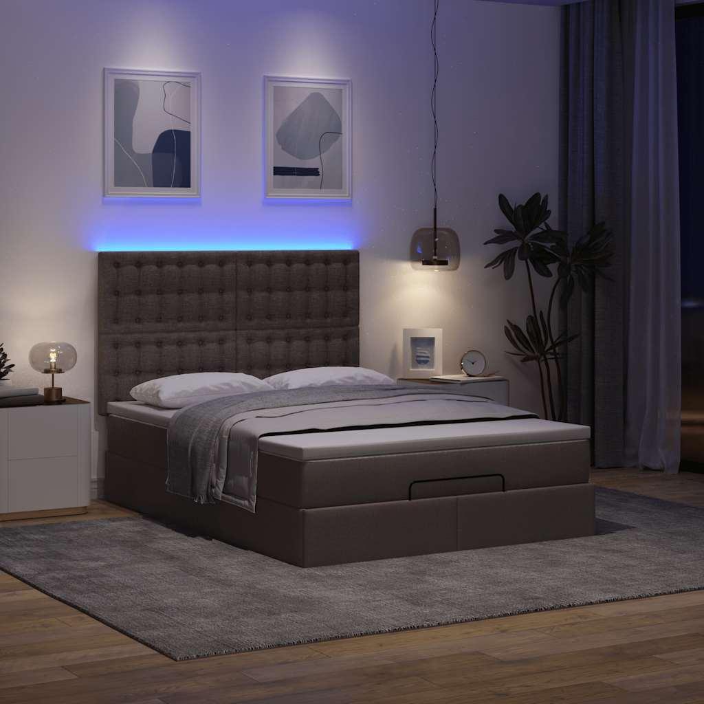 vidaXL osmannisk sengeramme med madras 140x200 cm stof mørkebrun