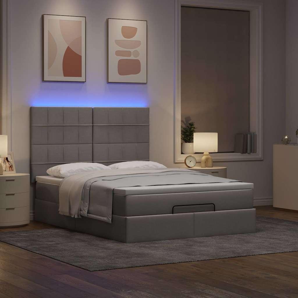 vidaXL osmannisk sengeramme med madras 140x200 cm stof gråbrun