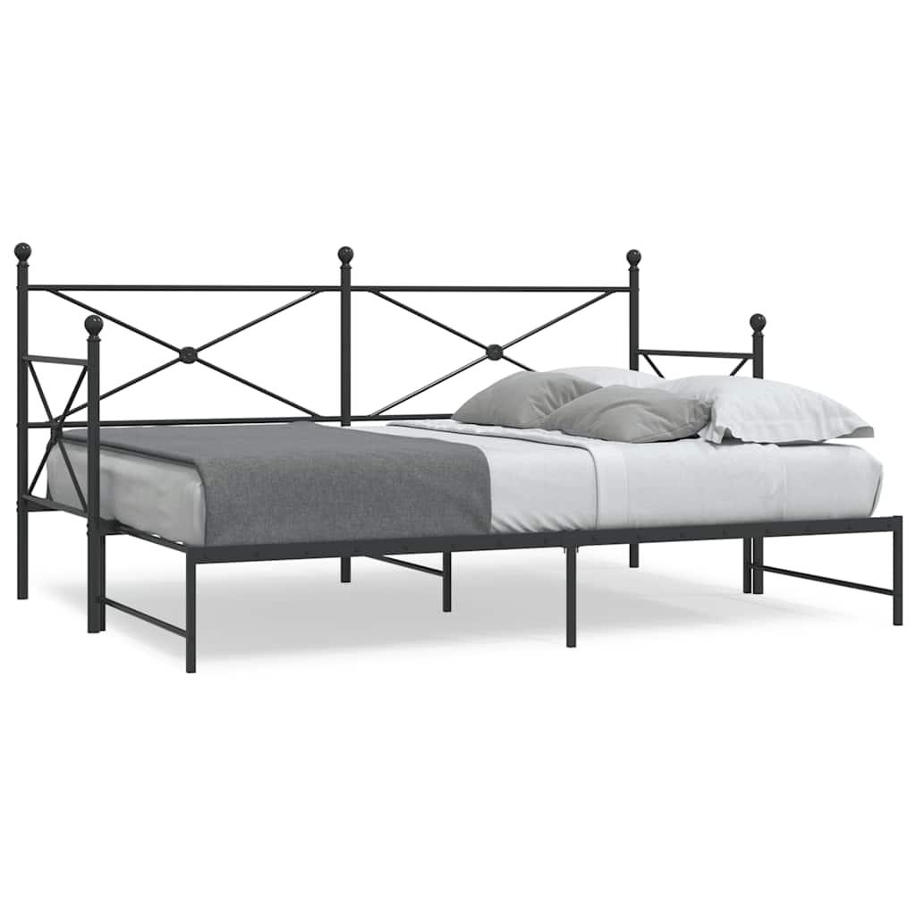 Daybed Med Udtræk Uden Madras 75x190 Cm Stål Sort
