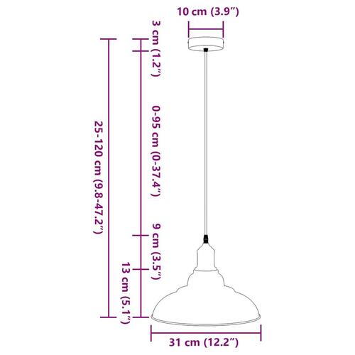 Pendellampe højdejusterbar E27 Ø 31 cm metal glans sort