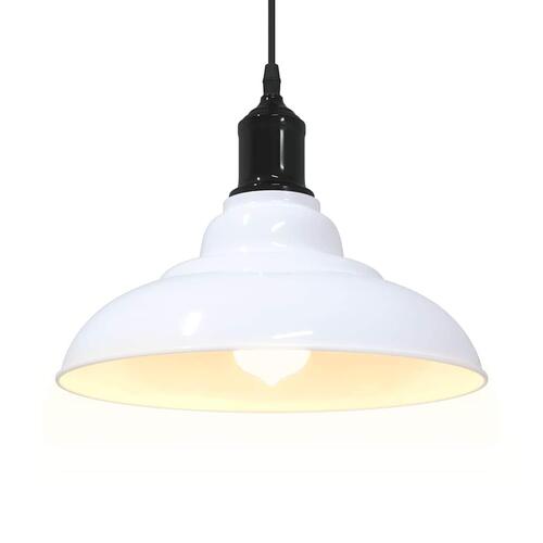 Pendellampe højdejusterbar E27 Ø 31 cm metal glans hvid