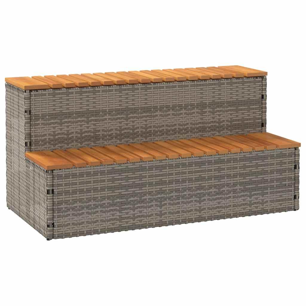 Spakant 100x50x50 Polyrattan Massivt Akacietræ Grå