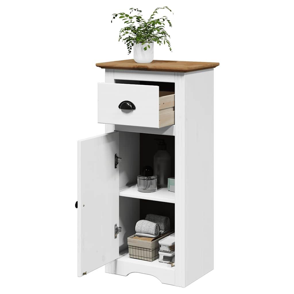 Badeværelsesskab BODO 44×30×90 cm - hvid/brun, med skuffe og låge