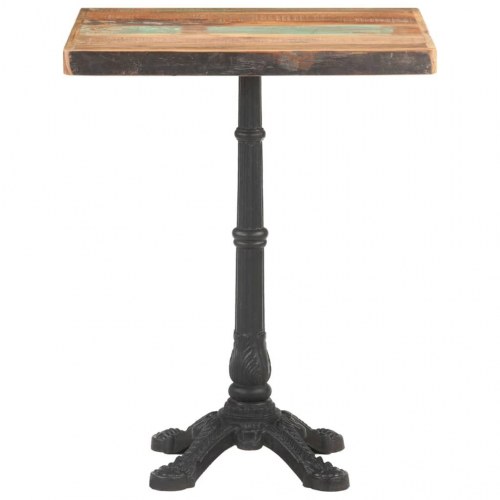 Bistrobord 60 × 60 × 76 cm i massivt genbrugstræ med støbejernsfod