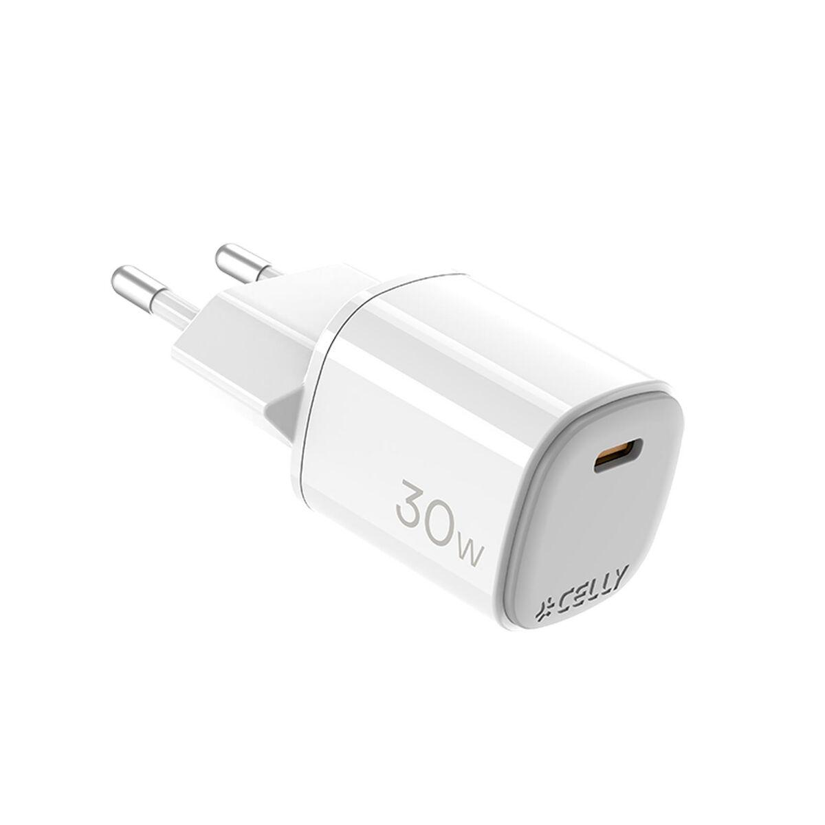 Vægoplader Celly Uptc1usbc30wwh Hvid 30 W