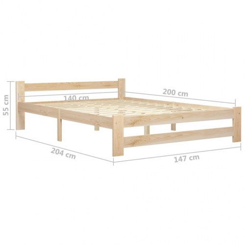 Sengeramme i massivt fyrretræ 140 x 200 cm - med lamelbund