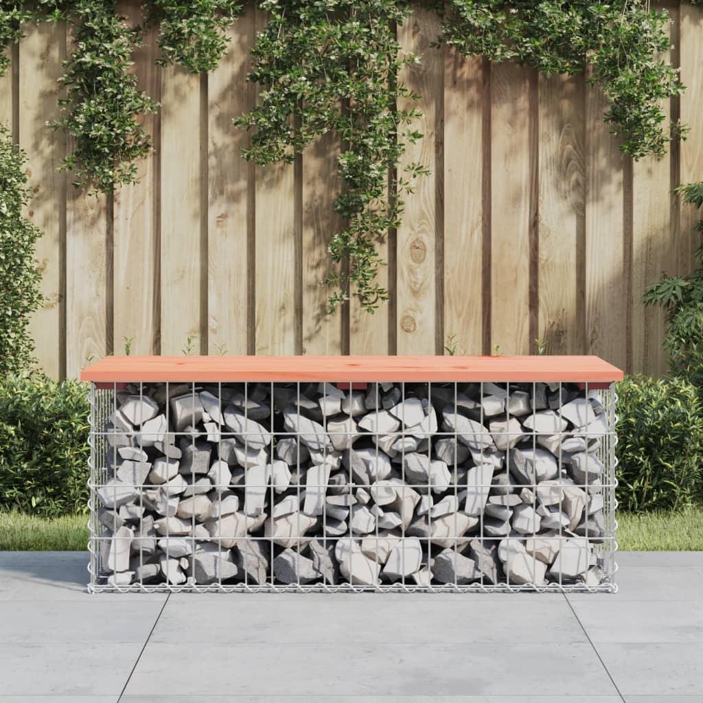 Havebænk Med Gabiondesign Massivt Fyrretræ - Douglasgran naturlig / 103 x 44 x 42 cm