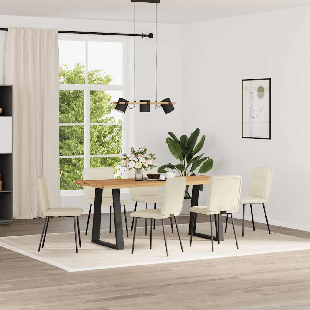 Spisebordsstole 6 stk. fløjl cremefarvet billede