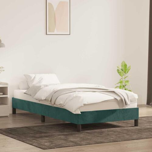 Sengeramme uden madras 80x210 cm fløjl mørkegrøn
