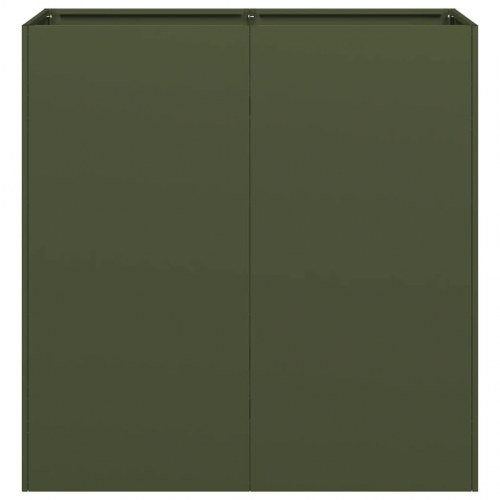 Plantekasse i koldvalset stål - olivengrøn 80×40×80 cm