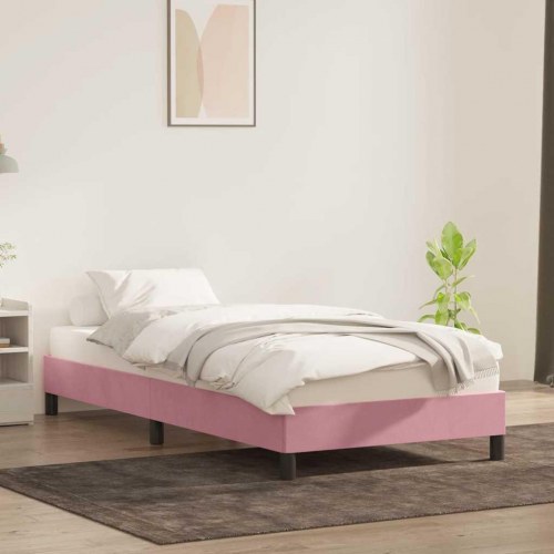 Sengeramme i fløjl - 100 x 210 cm, lyserød (uden madras)