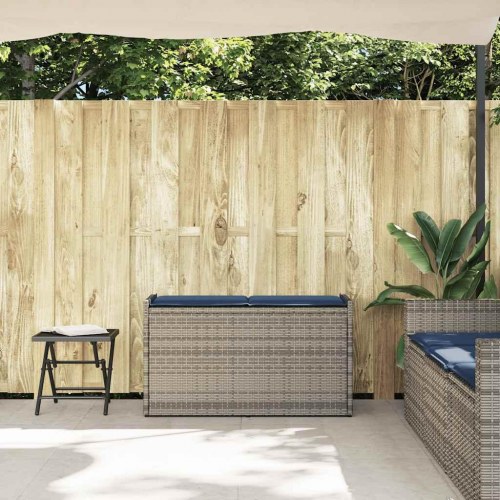 Udendørs opbevaringsbænk med hynde 100 cm polyrattan grå