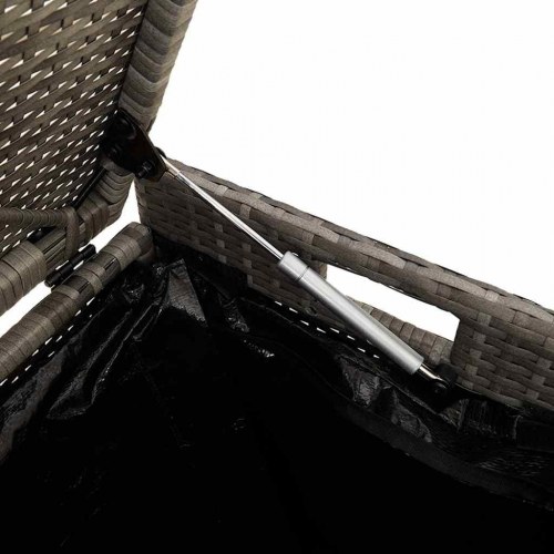 Udendørs opbevaringsbænk med hynde 100 cm polyrattan grå