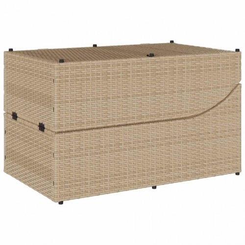 Sammenklappelig solseng med hynde og opbevaring i polyrattan - beige