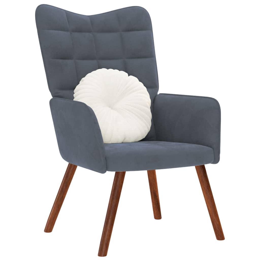 Lænestol Fløjl - Mørkegrå / without stool