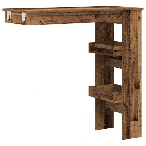 Væghængt barbord 102 × 45 × 103,5 cm - konstrueret træ, antikt træ
