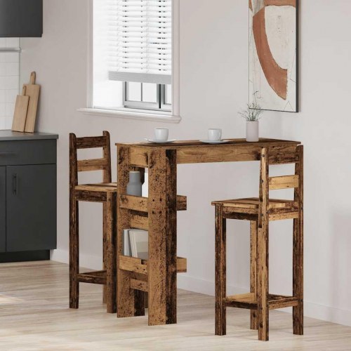 Væghængt barbord 102 × 45 × 103,5 cm - konstrueret træ, antikt træ