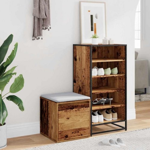 Opbevaringsskab 40,5×40×40 cm i konstrueret træ - gammelt træ-look