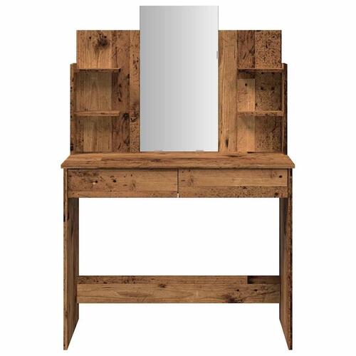 Makeupbord med spejl 96x39x142 cm gammelt træ-look