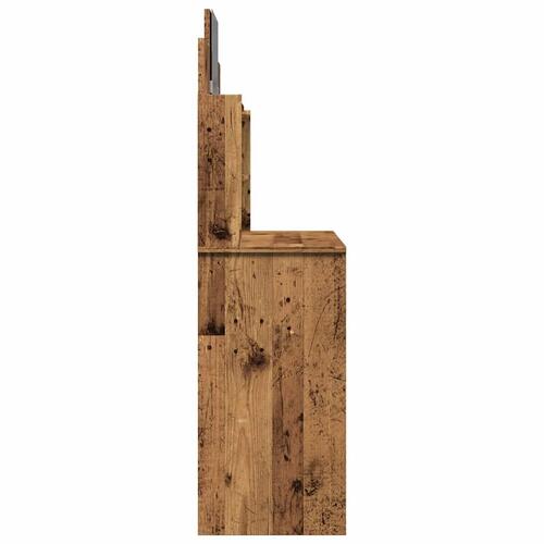 Makeupbord med spejl 96x39x142 cm gammelt træ-look