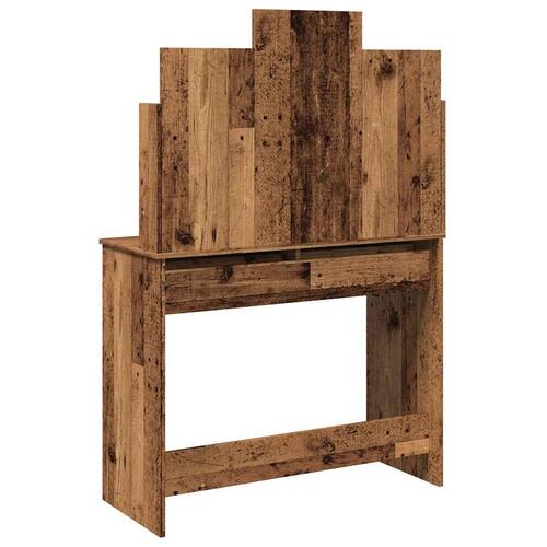 Makeupbord med spejl 96x39x142 cm gammelt træ-look