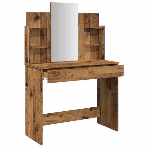Makeupbord med spejl 96x39x142 cm gammelt træ-look