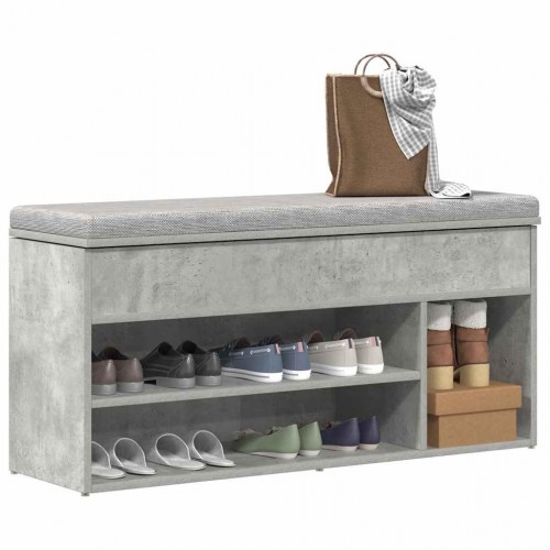 Skobænk 102×30,5×45 cm i konstrueret træ - betongrå