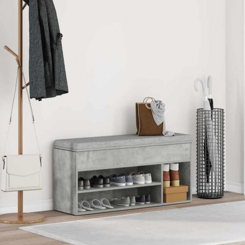 Skobænk 102×30,5×45 cm i konstrueret træ - betongrå