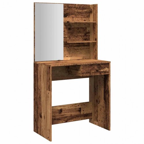 Makeupbord med spejl 74,5 × 40 × 141 cm - gammelt træ-look