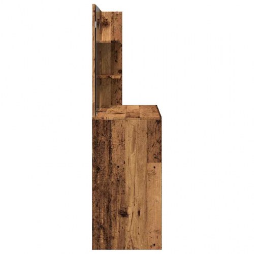 Makeupbord med spejl 74,5 × 40 × 141 cm - gammelt træ-look