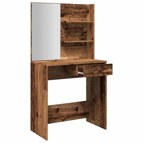 Makeupbord med spejl 74,5 × 40 × 141 cm - gammelt træ-look