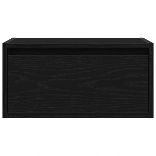 Væghængte sengeborde 2 stk. med LED-lys sort egetræsfarve