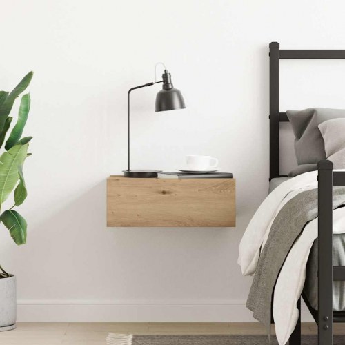 Væghængt natbord 40×32×15 cm i konstrueret træ - kunsteg