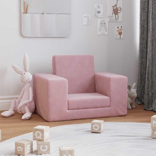 Sofaseng til børn i blødt plys - lyserød minisofa
