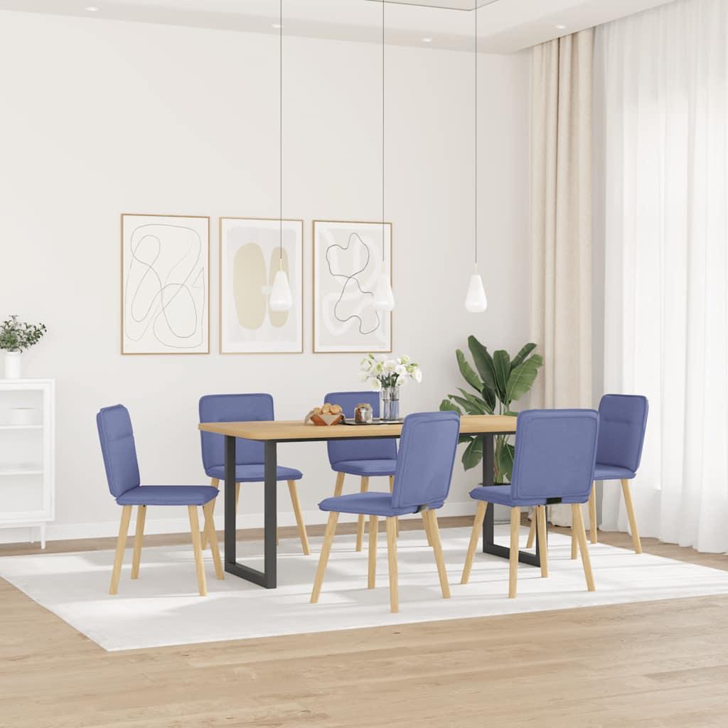 Spisebordsstole 6 Stk. Jeans Blåt Stof