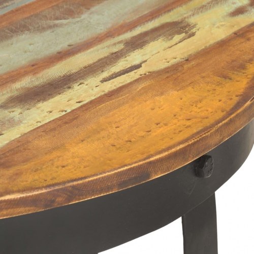 Sofabord Ø68 x 43 cm i massivt genbrugstræ - industrielt design